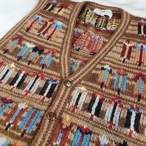 PERUVIAN CONNECTION 100% Alpaca Wool Sweater Vest Mens XL Multicolor Grandpacore